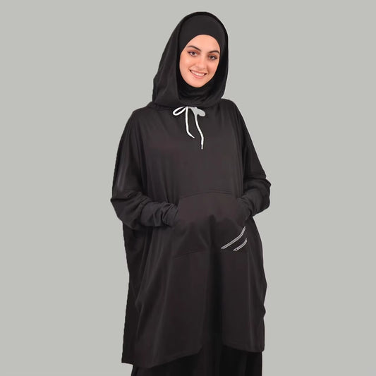 Women'S Hooded Sports Suit Muslim Hijab Dress Eid Prayer Wear Jilbab Abaya Long Khimar Full Cover Soft Stretch Large Robe