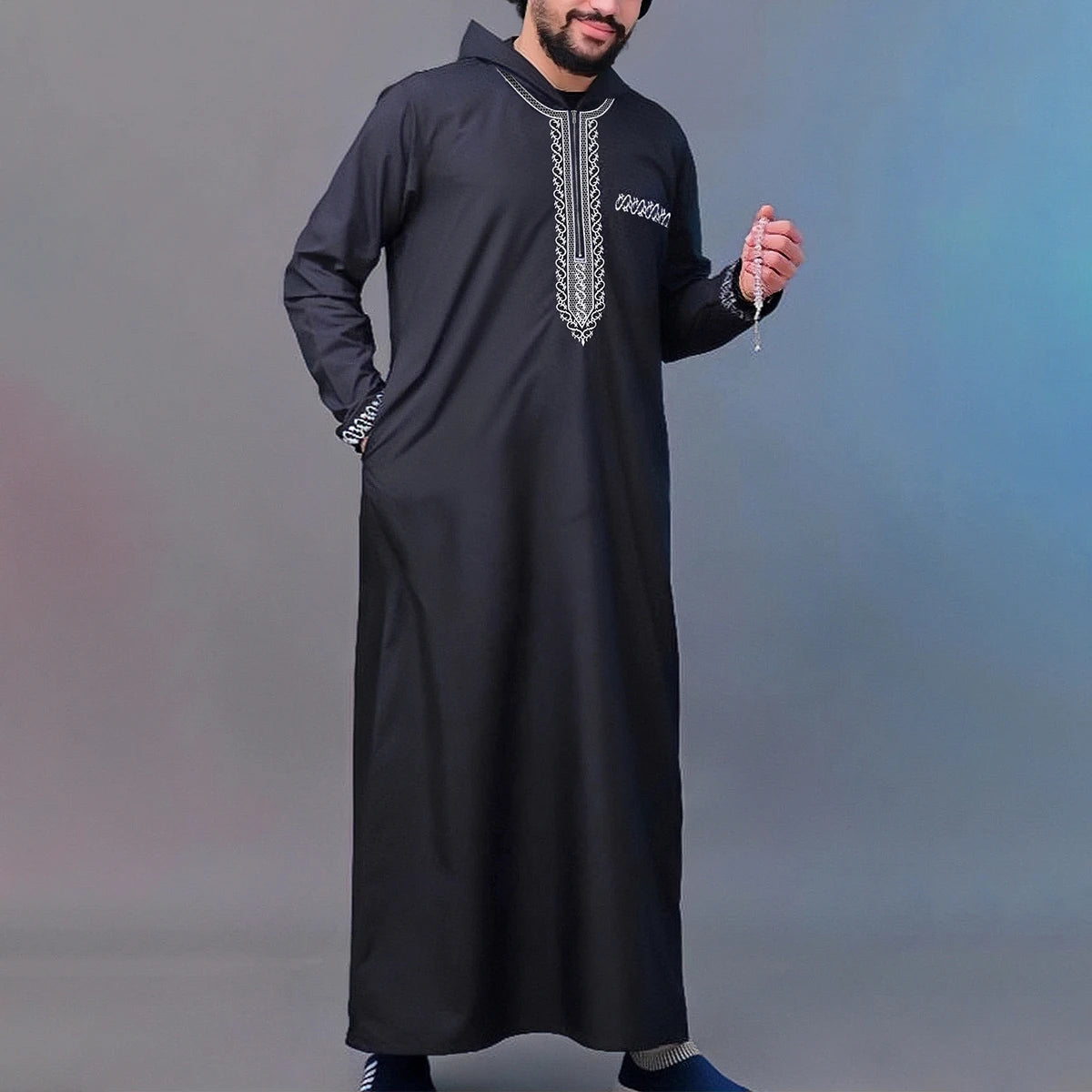 Robe (thowb) embroidered with beautiful stylish art Eid Mubarak! for ramadan, eid and beyond! 